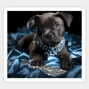 Jewelled Blue Nose Staffy Puppy Sticker